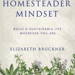 Book cover with the title The Homesteader Mindset and herbs at the bottom