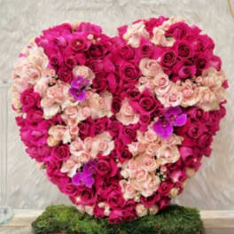 Fuchsia & Blush Pink Rose Standing Heart