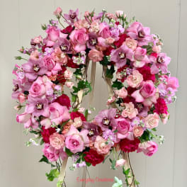 SYM04 - All Pink Funeral Wreath