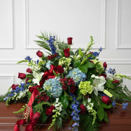 Red, White and Blue Casket Spray