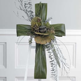 Cherished Cross Foliage Standing Spray