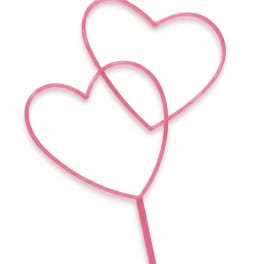 Pink heart-shaped pick with two overlapping hearts