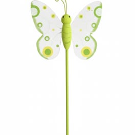 Decorative green butterfly pick with a long stem
