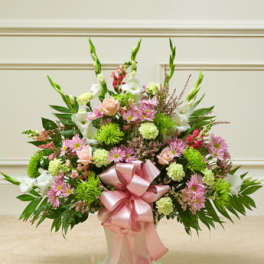 Heartfelt Tribute Pastel Floor Basket Arrangement