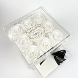 9 White Eternity Roses (Acrylic Collection)