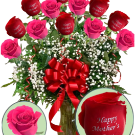 Happy Mother’s Day – Red and Pink Embossed Roses