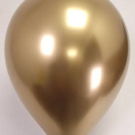 Single metallic gold balloon on a plain background