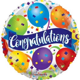 Round balloon with "Congratulations" text and colorful balloon graphics