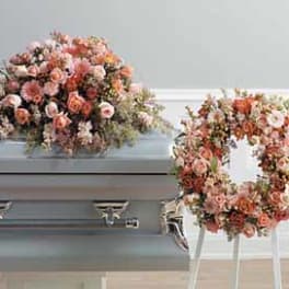 Polychromatic Casket Spray and Wreath