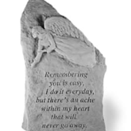 Angel memorial stone with an engraved sympathy message