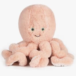Plush pink octopus stuffed animal with a smiling face