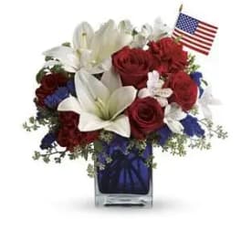 Red, White And Blue Flower Arrangement