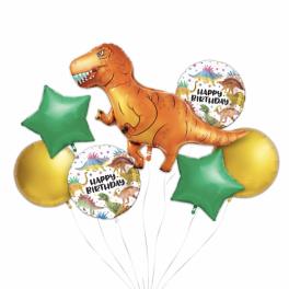 Dinosaur birthday balloon bouquet with star and round balloons