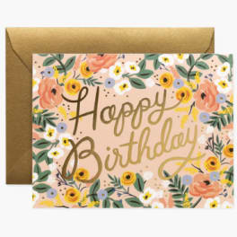 Birthday card with floral pattern in a kraft envelope