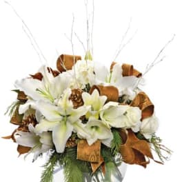 All White Lily And Rose Bouquet