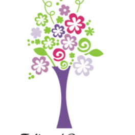 Stylized bouquet of colorful flowers in a purple vase