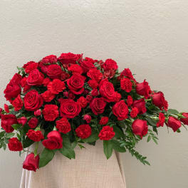 CS#14 Red Rose Reverence Casket Spray