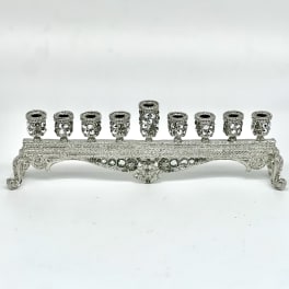 Silver decorative candelabra with nine small candle cups