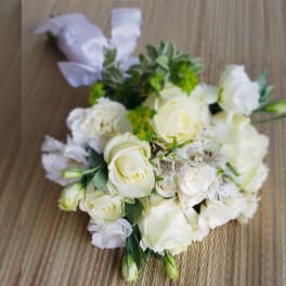 Hand-tied White Rose Bouquet