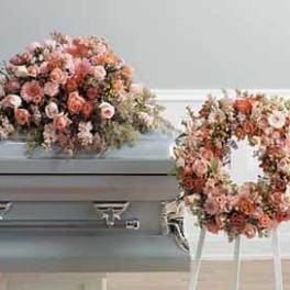 Polychromatic Casket Spray and Wreath