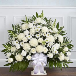 White Heartfelt Tribute Floor Basket (FB4)