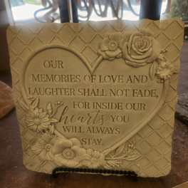 "Our memories of Love and Laughter" memory stone with stand e