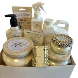 Gift box with candles, wax melts, and fragrance sprays
