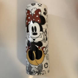 Minnie Mouse printed on a white cylindrical tumbler