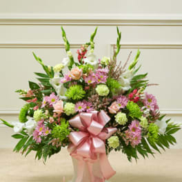 Heartfelt Tribute Pastel Floor Basket Arrangement
