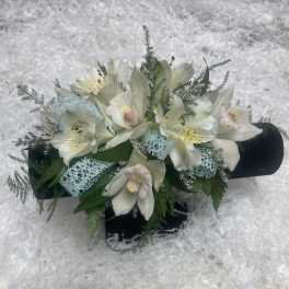 White Orchid and Alstroemeria Wrist Corsage