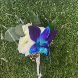 Blue Orchid Boutonniere