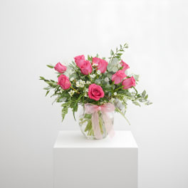 Blushing Elegance-Twelve Pink Roses