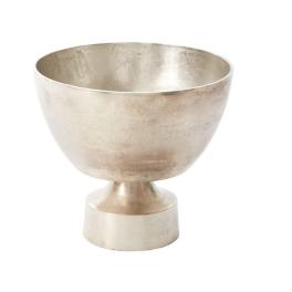 Silver pedestal bowl vase on a white background