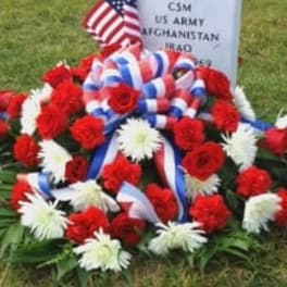 DELUXE PATRIOTIC GRAVE BLANKET WITH ROSES [TT-ANC23]