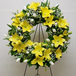 [TT-ANC130]: 21 INCH SPRING YELLOW WREATH