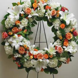 36" CHERISHED MEMORIES WREATH ON EASEL