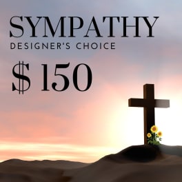 Sympathy designer's choice graphic with a cross and small sunflowers