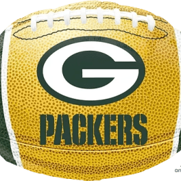 Green Bay Packers football-shaped balloon with team logo