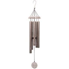 Hanging metal wind chime with multiple tubes and a round pendant