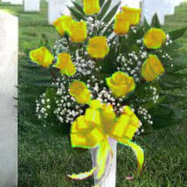 DOZEN YELLOW ROSES IN CEMETERY CONE [TT-ANC12YLW]
