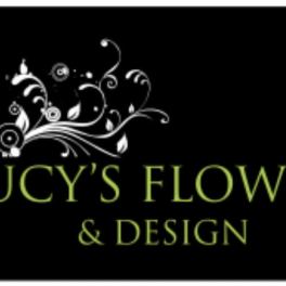 Lucy's Flowers & Design logo on a black background