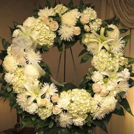 White Garden Mix Funeral Wreath