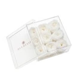 White roses in a clear gift box