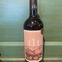 Bottle of 111 Cabernet Sauvignon wine standing upright