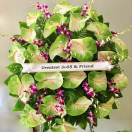 #85 OBAKE RAINBOW ANTHURIUM & ORCHIDS WREATH