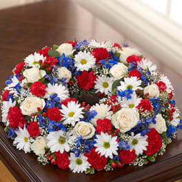 Cremation Wreath - Red, White and Blue