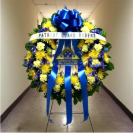 30" BLUE AND GOLD WREATH WITH BANNER AND PLACARD [TT-ANC70]