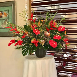 #74 RED TROPICAL CELEBRATION ARRANGEMENT Deluxe size