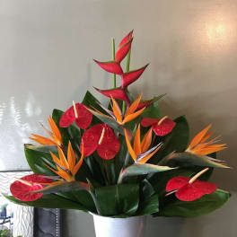 #78 TROPICAL MIX ALTAR ARRANGEMENT