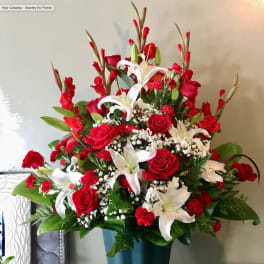 #154 RED AND WHITE ALTAR ARRANGEMENT